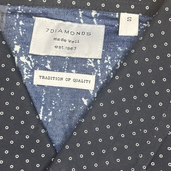 7 Diamonds Dark Blue Short Sleeve Button Down Shirt | Size S | NWT - Picture 2 of 5